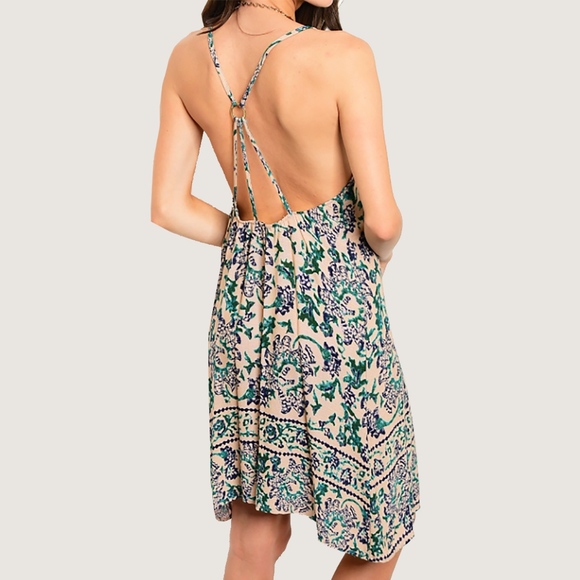 SmilingBear Dresses & Skirts - NWT Soft rayon boho sun dress tan/navy/green